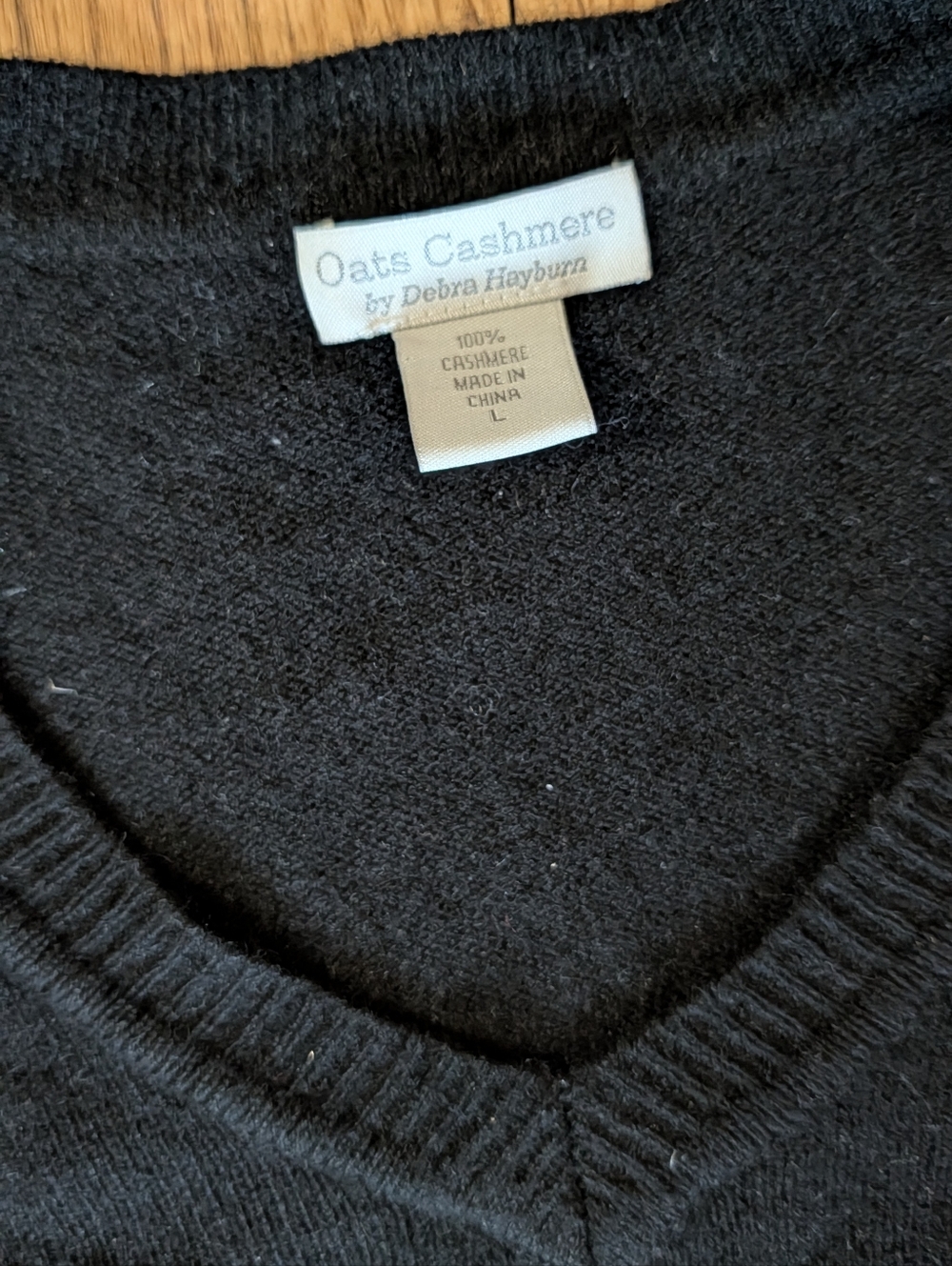 Oats Cashmere Black V-Neck Sweater - Picture 2 of 4
